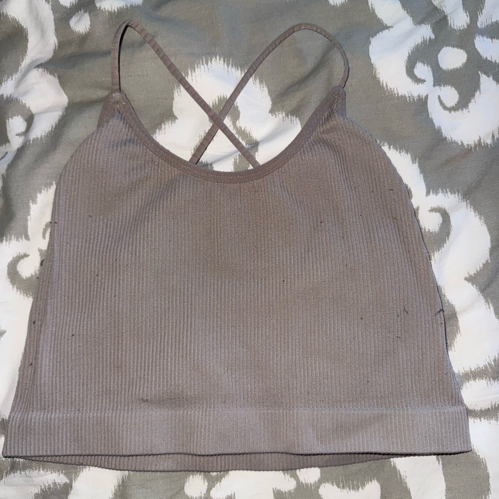 Colsie Ribbed Tank Top - Gray